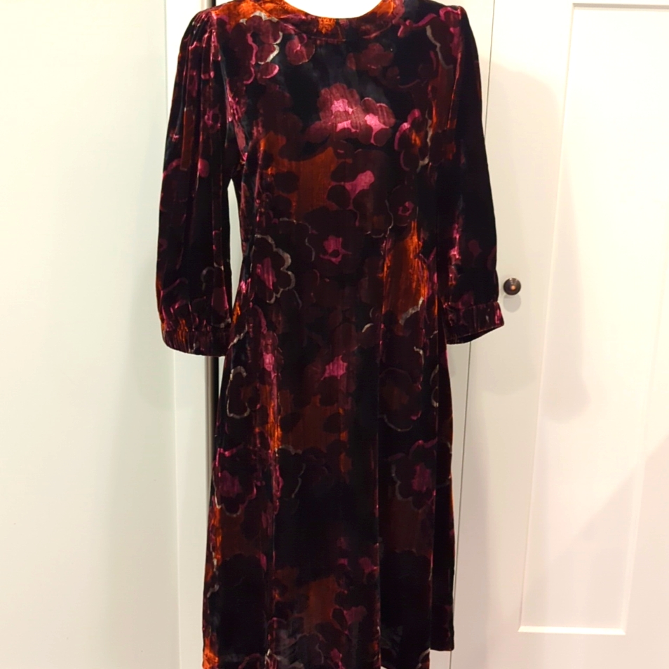 Masai Nejalo Burgundy Floral Print Velvet Dress M